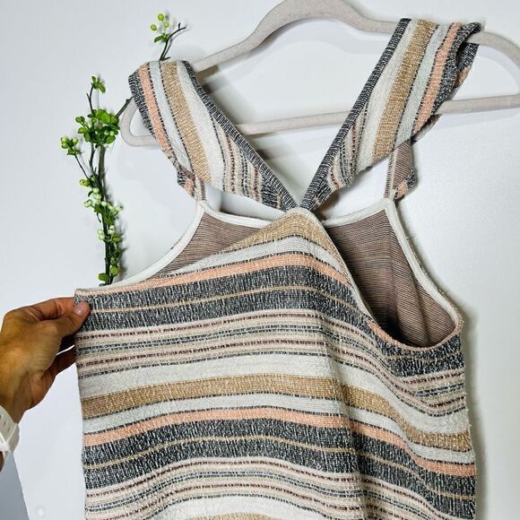 Madewell Peach Blue Gray Yellow Ruffle Sleeve Knit Tank Top - Picture 6 of 8